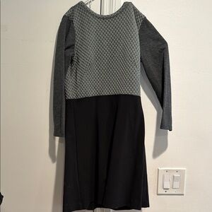 LOFT Charcoal and Black Textured Dress